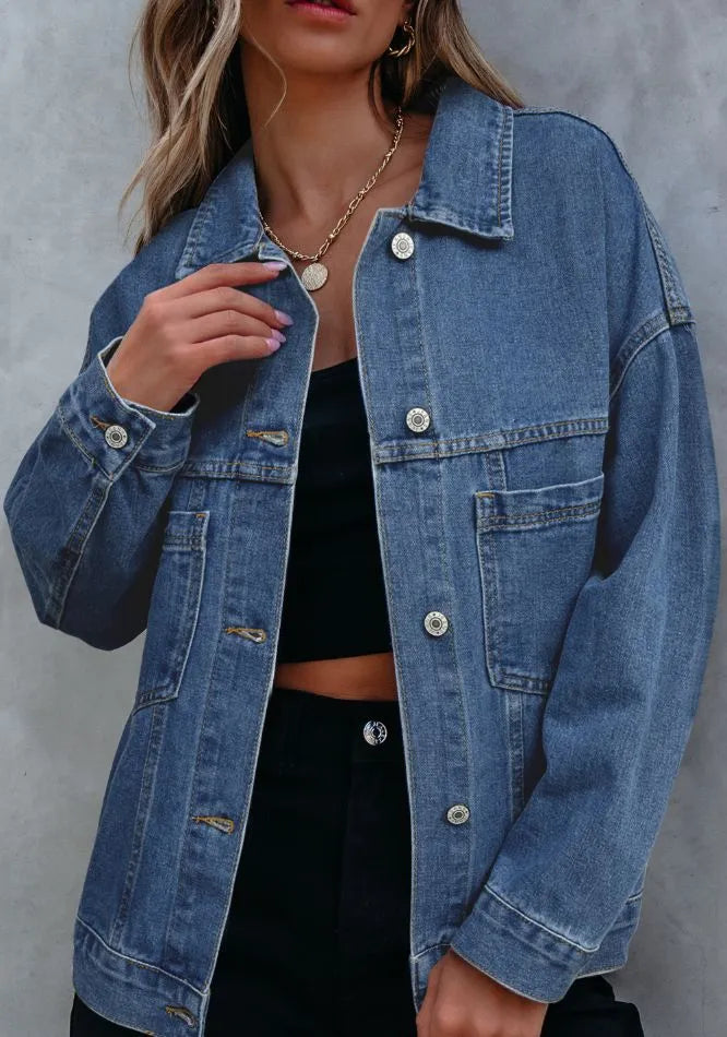 Pocketed Button Up Denim Jacket 