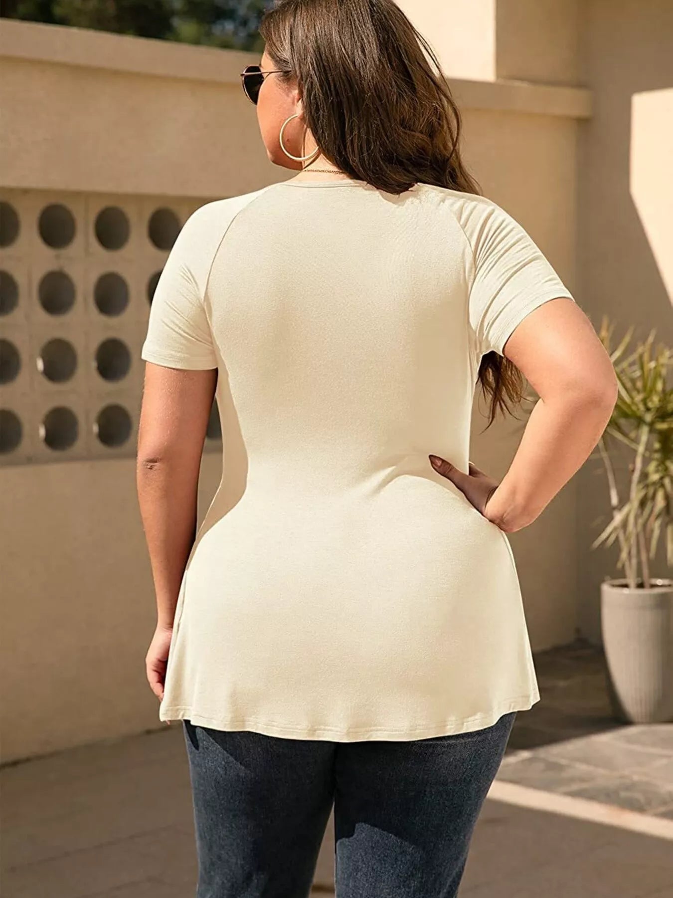 Plus Size Surplice Short Sleeve T-Shirt 