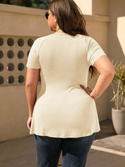 Plus Size Surplice Short Sleeve T-Shirt 