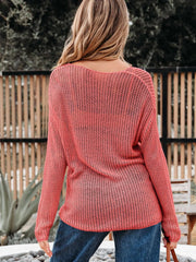 Crochet Hollow Out Long Sleeve Knit Top 