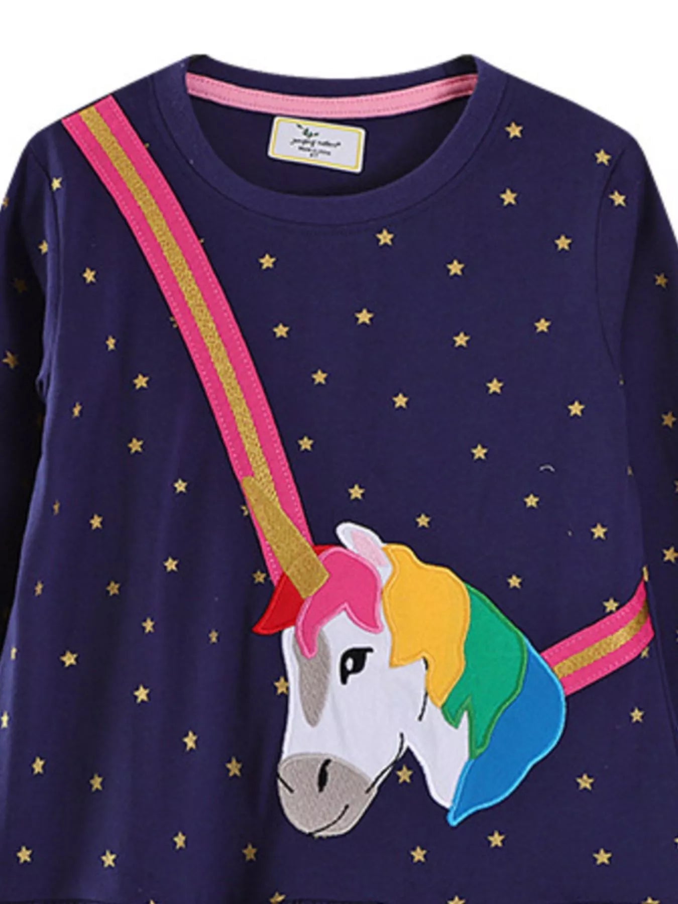 Children's Embroidered Unicorn Long Sleeve Dress 