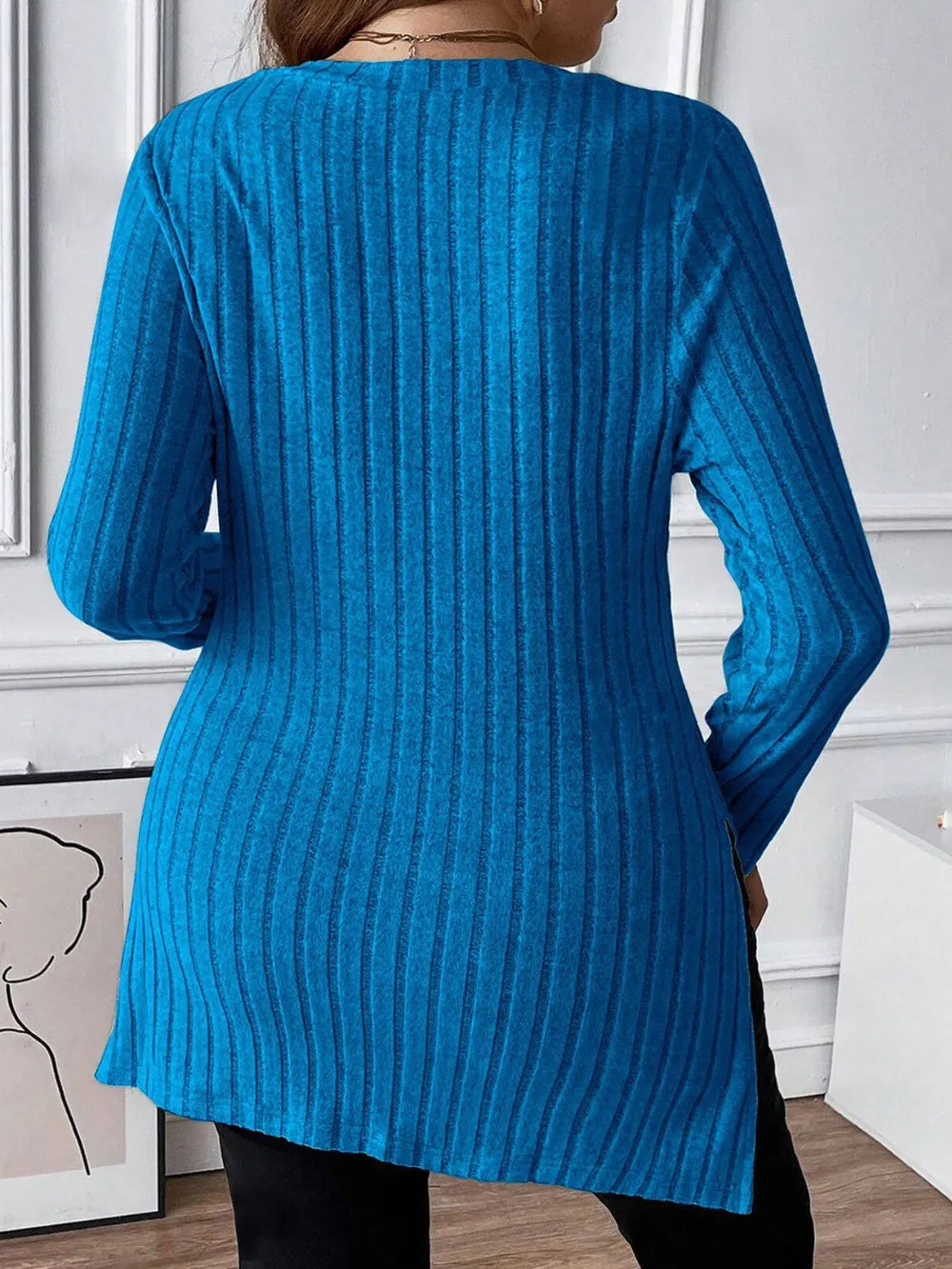 Plus Size Square Neck Long Sleeve Top 