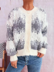 Ribbed Hem Button Up Cardigan 