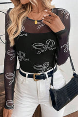 Bow Round Neck Long Sleeve Top 