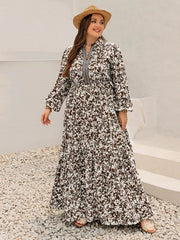 Plus Size Floral Print Long Sleeve Maxi Dress 