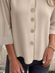Full Size Button-Front 3/4 Sleeve Casual Blouse Plus Size 