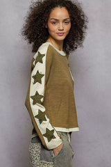 POL Round Neck Long Sleever T-Shirt with Star Patch 