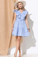 And The Why Chevron Ruffle Florence Hem Casual Dress 