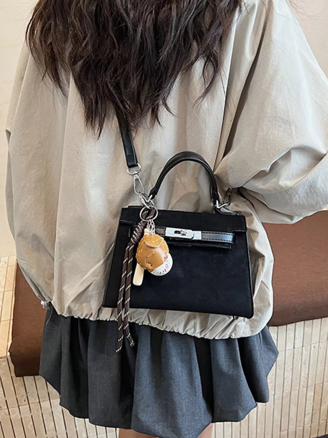 Crossbody Bag with Baseball Charm 