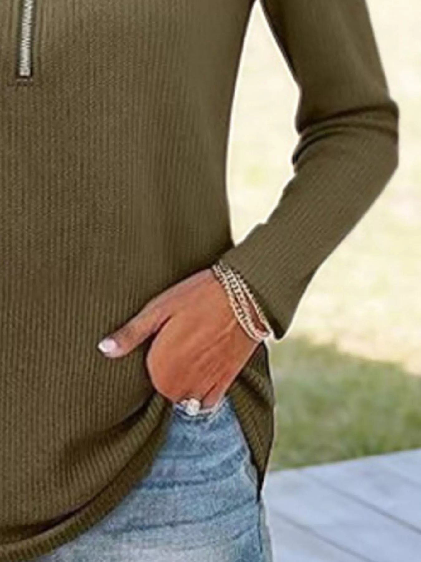 Half Zip Long Sleeve Knit Top 