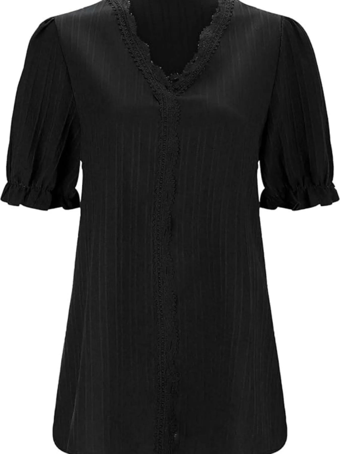Full Size Lace Detail V-Neck Blouse Plus Size 