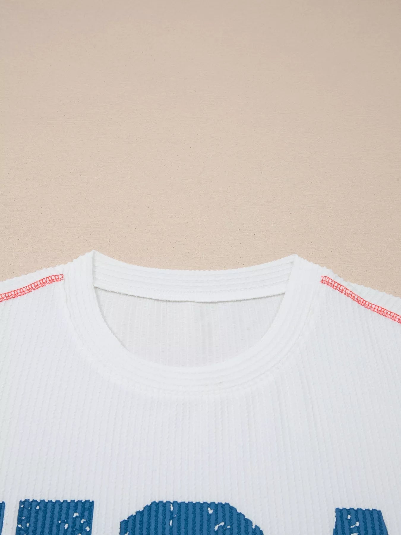 USA Graphic Half Sleeve Loose Ribbed Top 