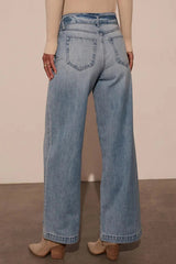 Tied Wide Leg Jeans with Pockets 