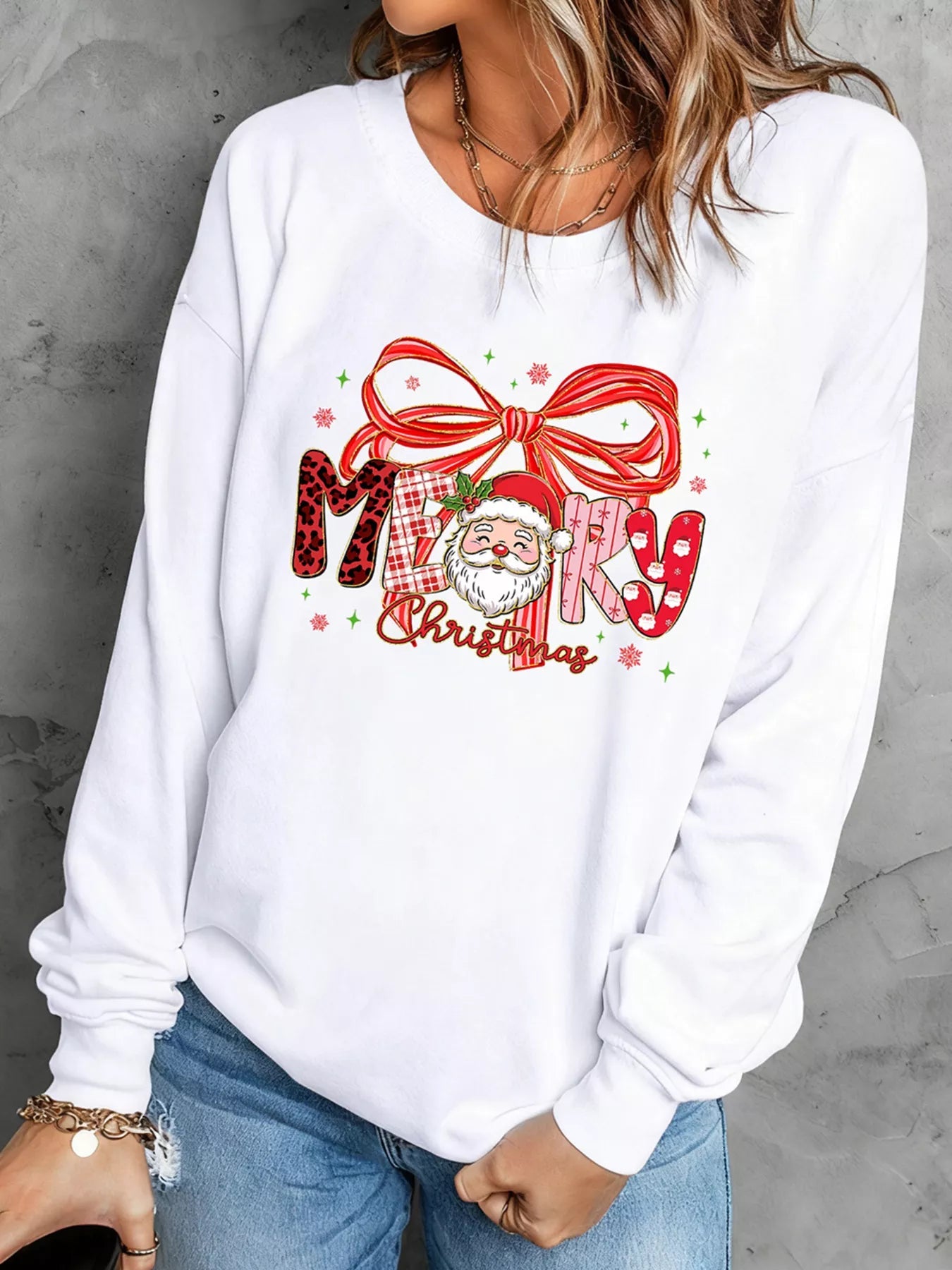 Merry Christmas Graphic Long Sleeve Sweatshirt 