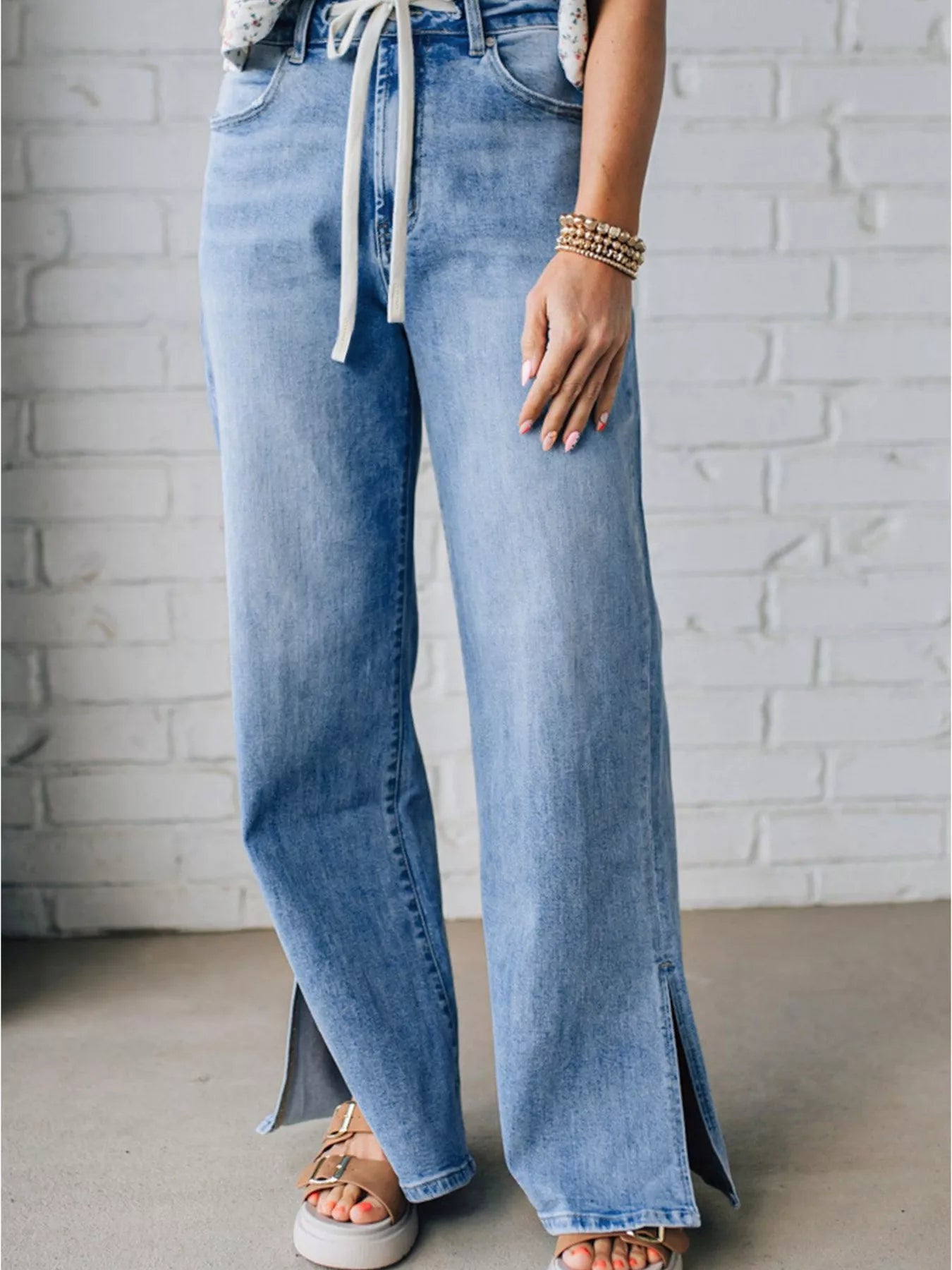Slit Wide Leg Jeans 