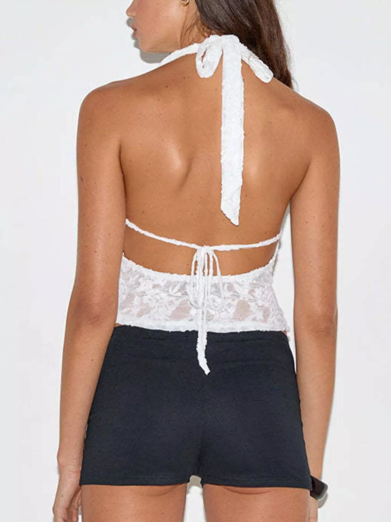 Floral Lace Halter Neck Cami 