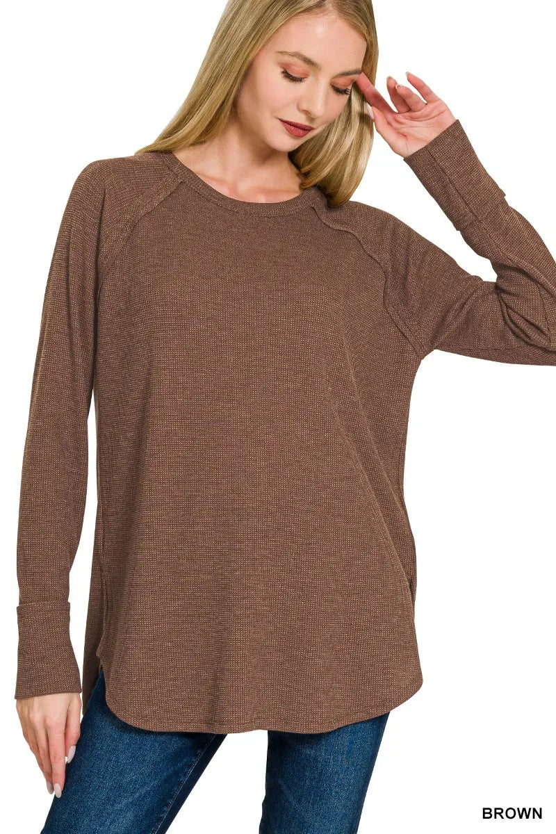 Zenana Baby Waffle Long Sleeve Top 