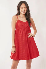 Davi & Dani Textured Sweetheart Neckline Bubble Hem Dress 