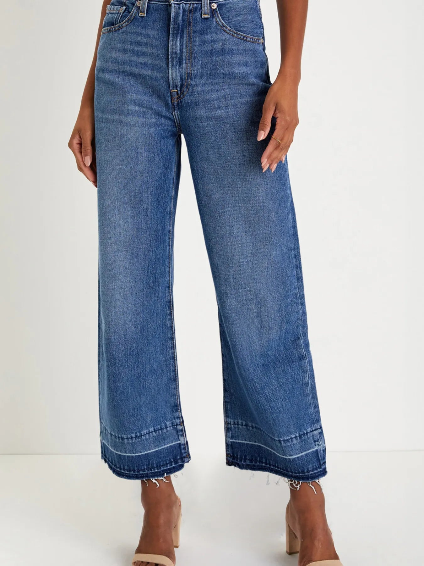 High Waist Wide Leg Washed Jeans 