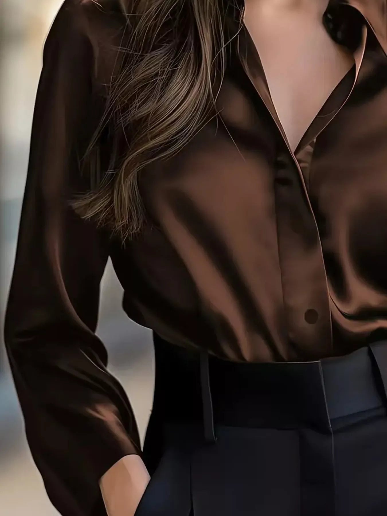 Button Down Collared Neck Long Sleeve Shirt 