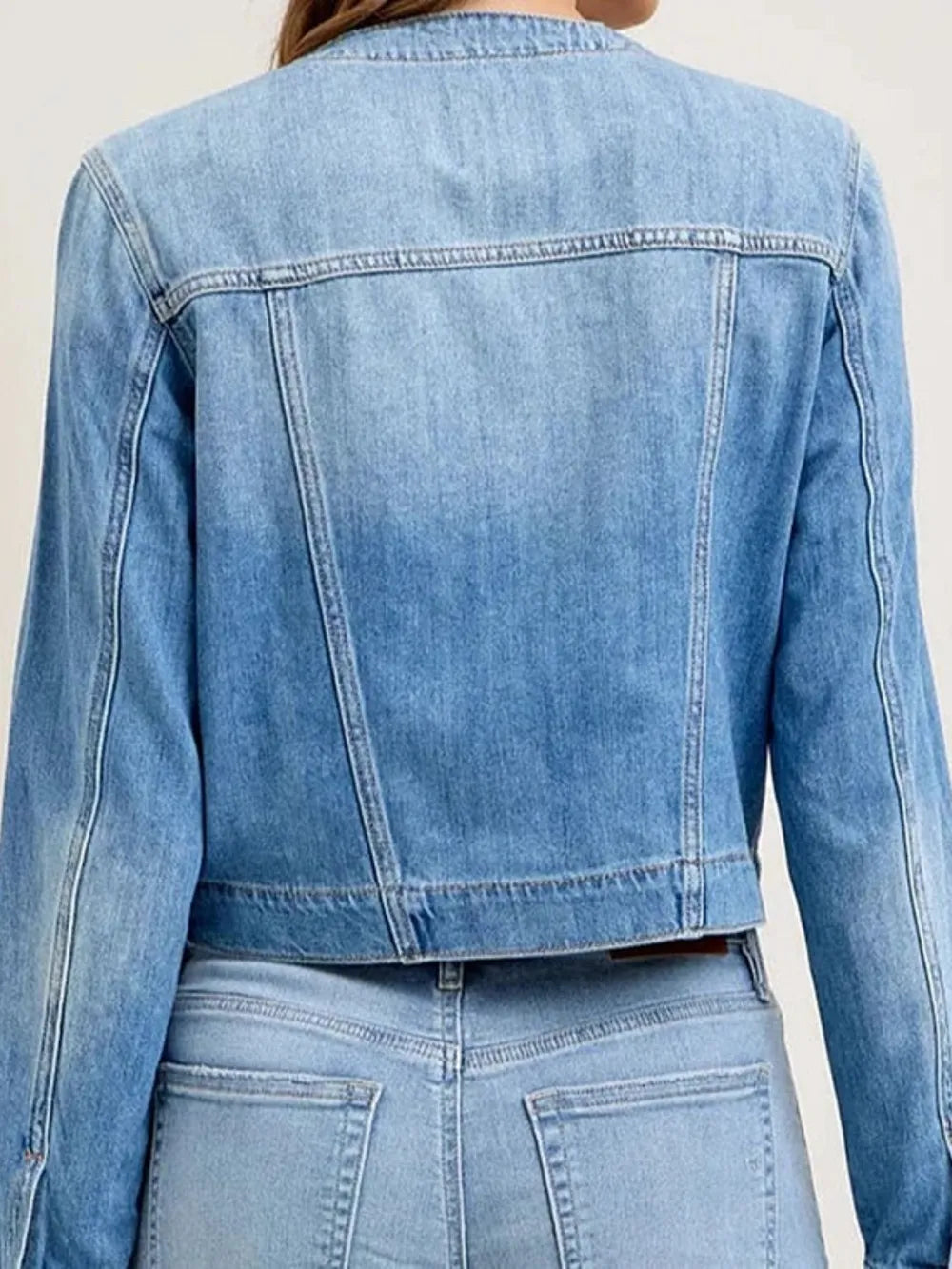Snap Down Dropped Cargo Denim Jacket 