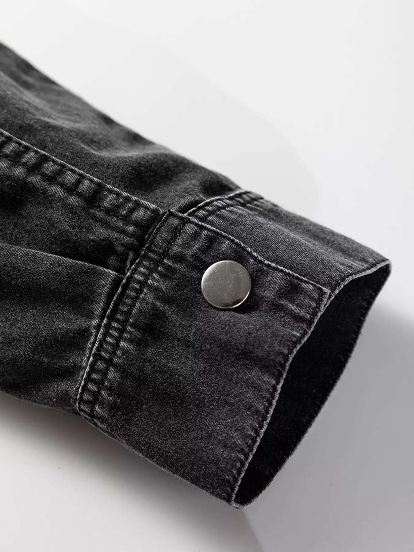 Chest Pocket Raw Hem Denim Loose Shirt Dress 