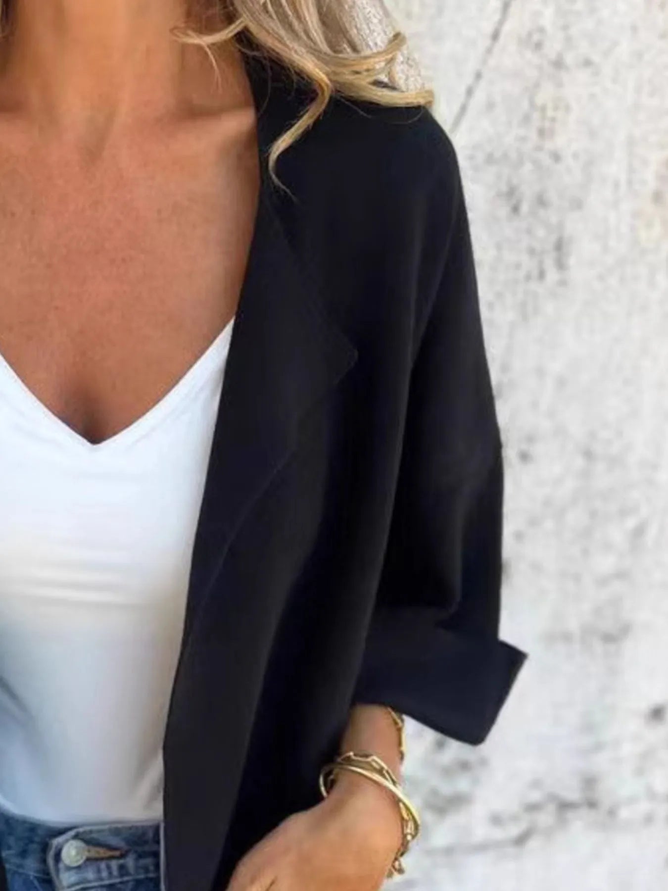 Full Size Open Front 3/4 Sleeve Cardigan Plus Size 