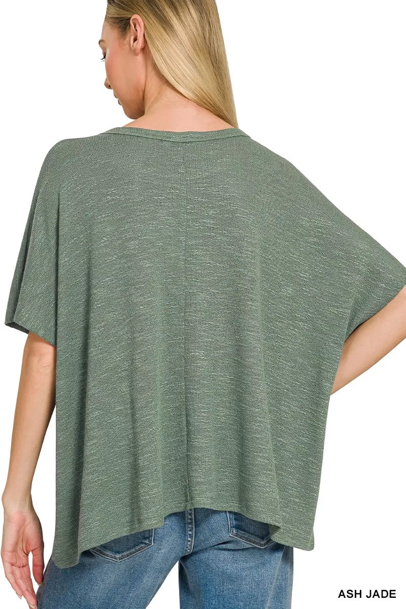 Zenana Oversized Slub Hacci Top 