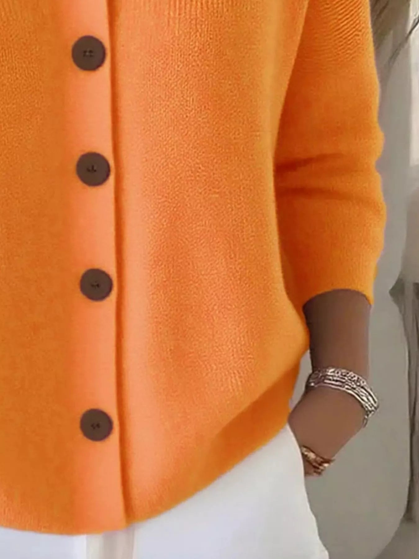 Full Size Button-Down Knit Cardigan Plus Size 