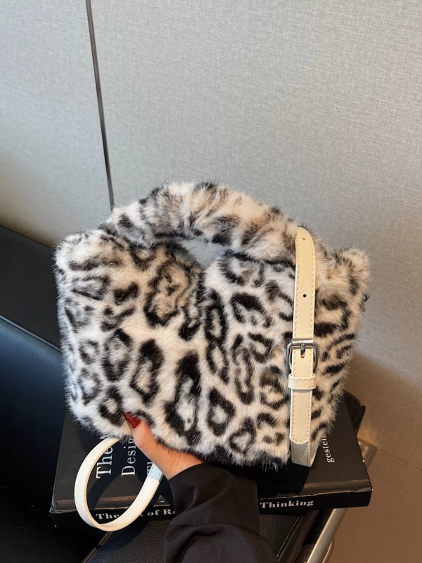 Leopard Plush Crossbody Bag 