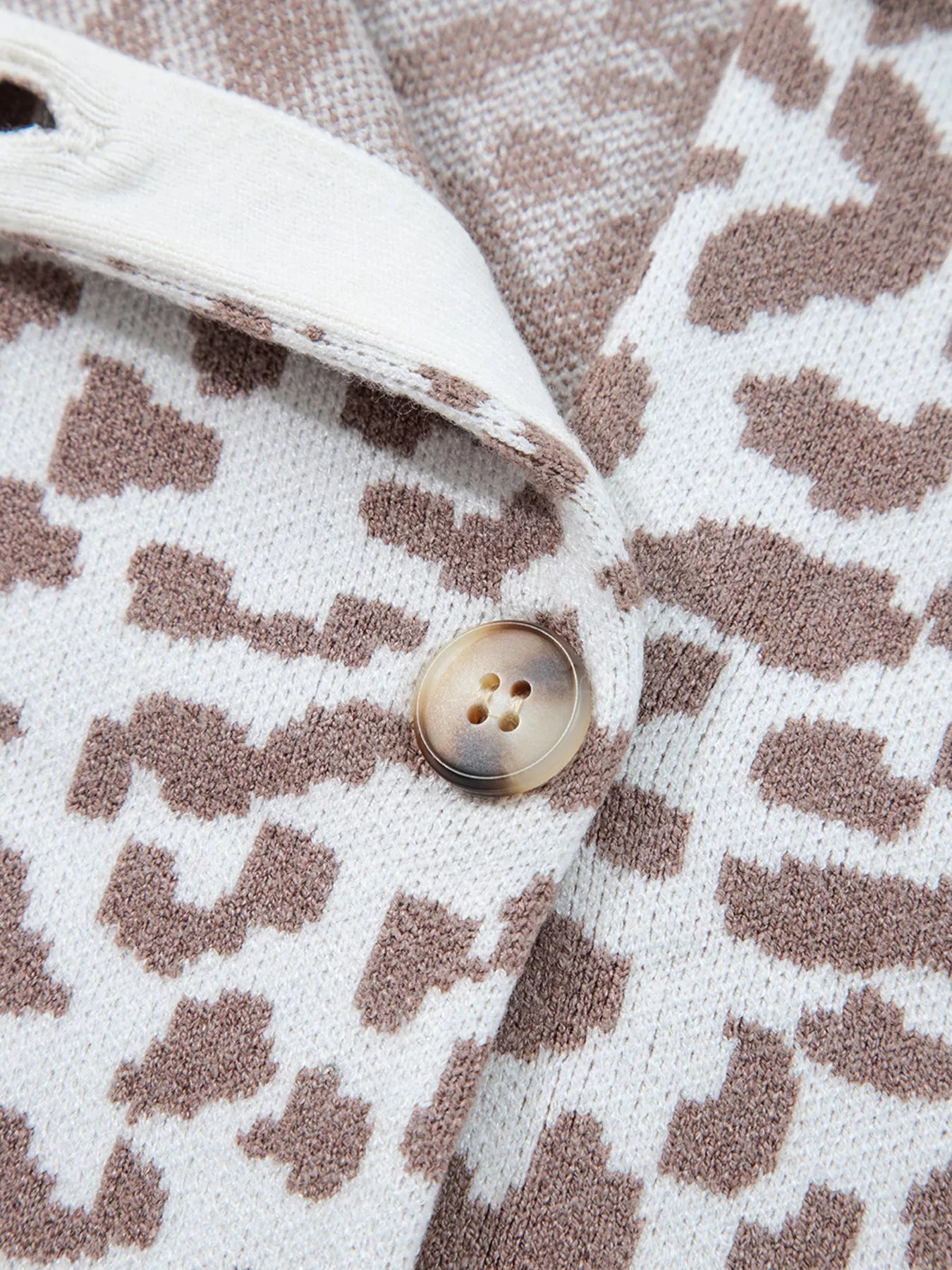Leopard Drop Shoulder Chunky Knitted Cardigan 