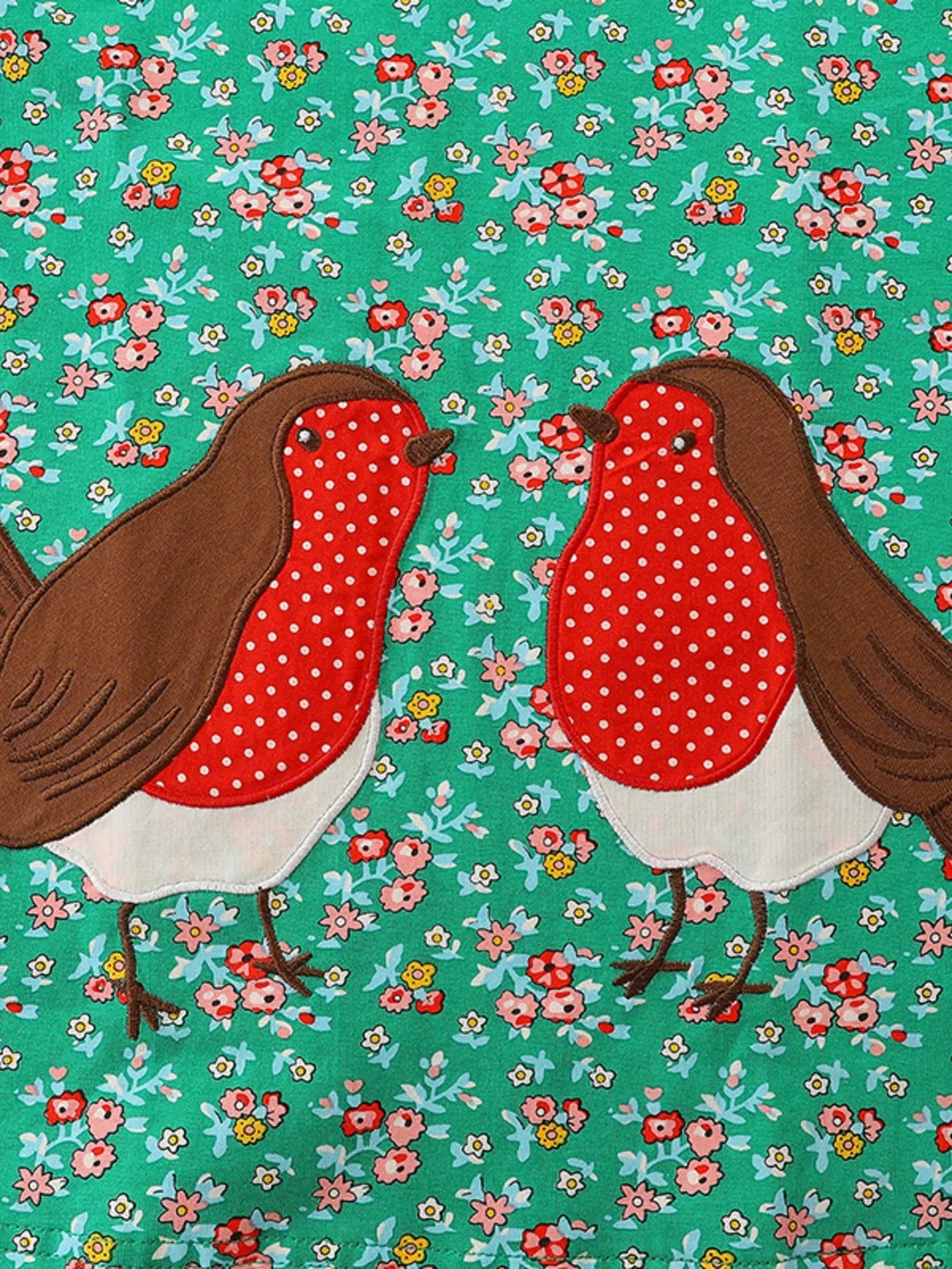 Children's Floral Print Bird Long Sleeve Dress 