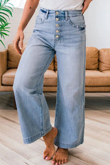 Wide Leg Button Fly Jeans 