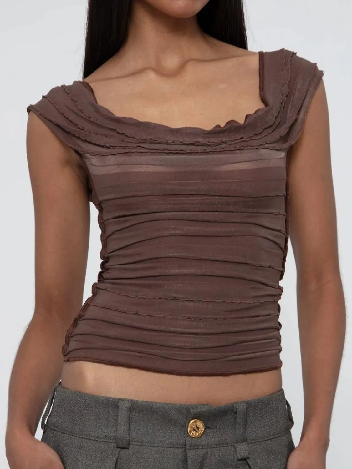 Ruched Solid Tank 