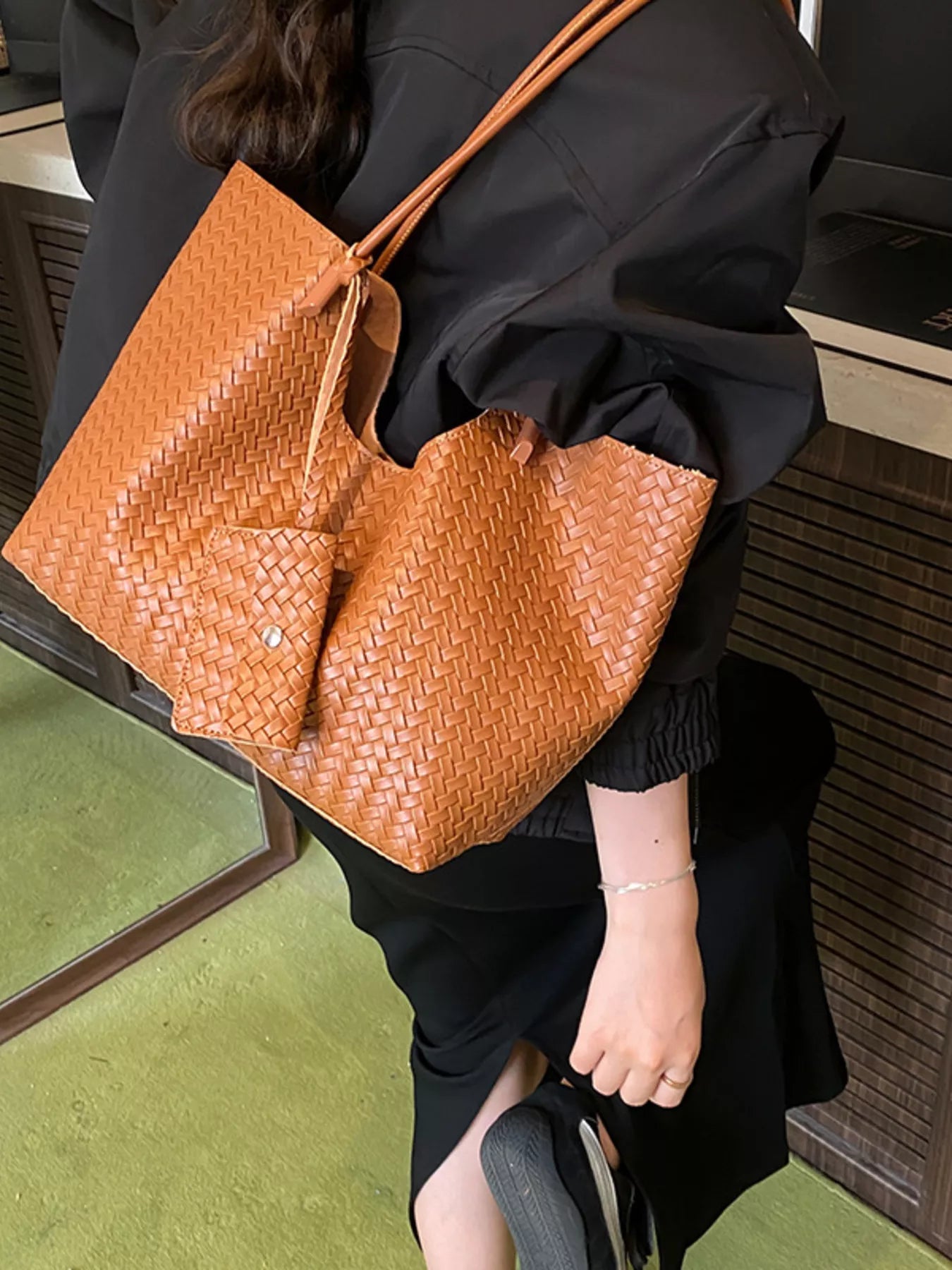 Woven Texture Large Capacity Tote Bag 