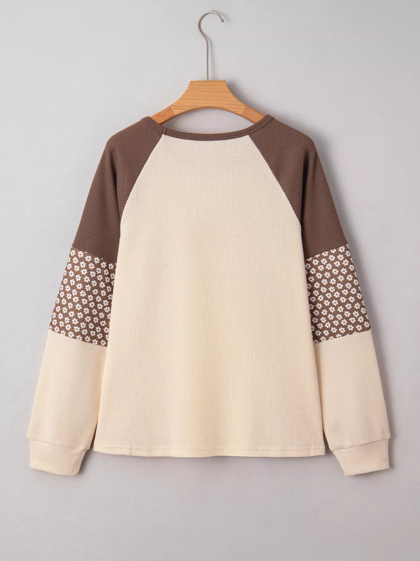 Floral Print Patchwork Color Block Long Sleeve Top 