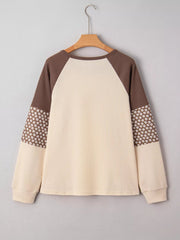 Floral Print Patchwork Color Block Long Sleeve Top 