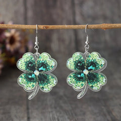 Lucky Clover Acrylic Dangle Earrings 