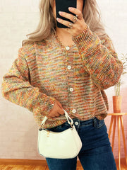 Multi-Colored Knit Button-Down Cardigan 