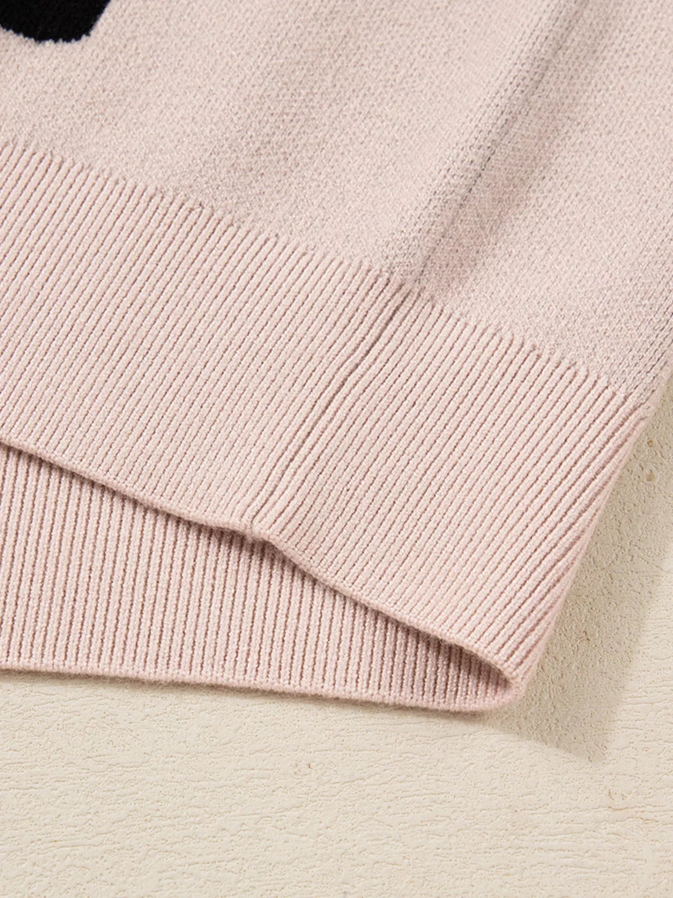 Pearl Embellished Bow Pattern Loose Sweater 