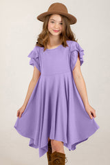 Round Neck Petal Sleeve Dress 
