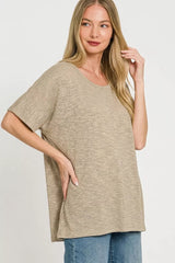 Zenana Oversized Slub Hacci Top 