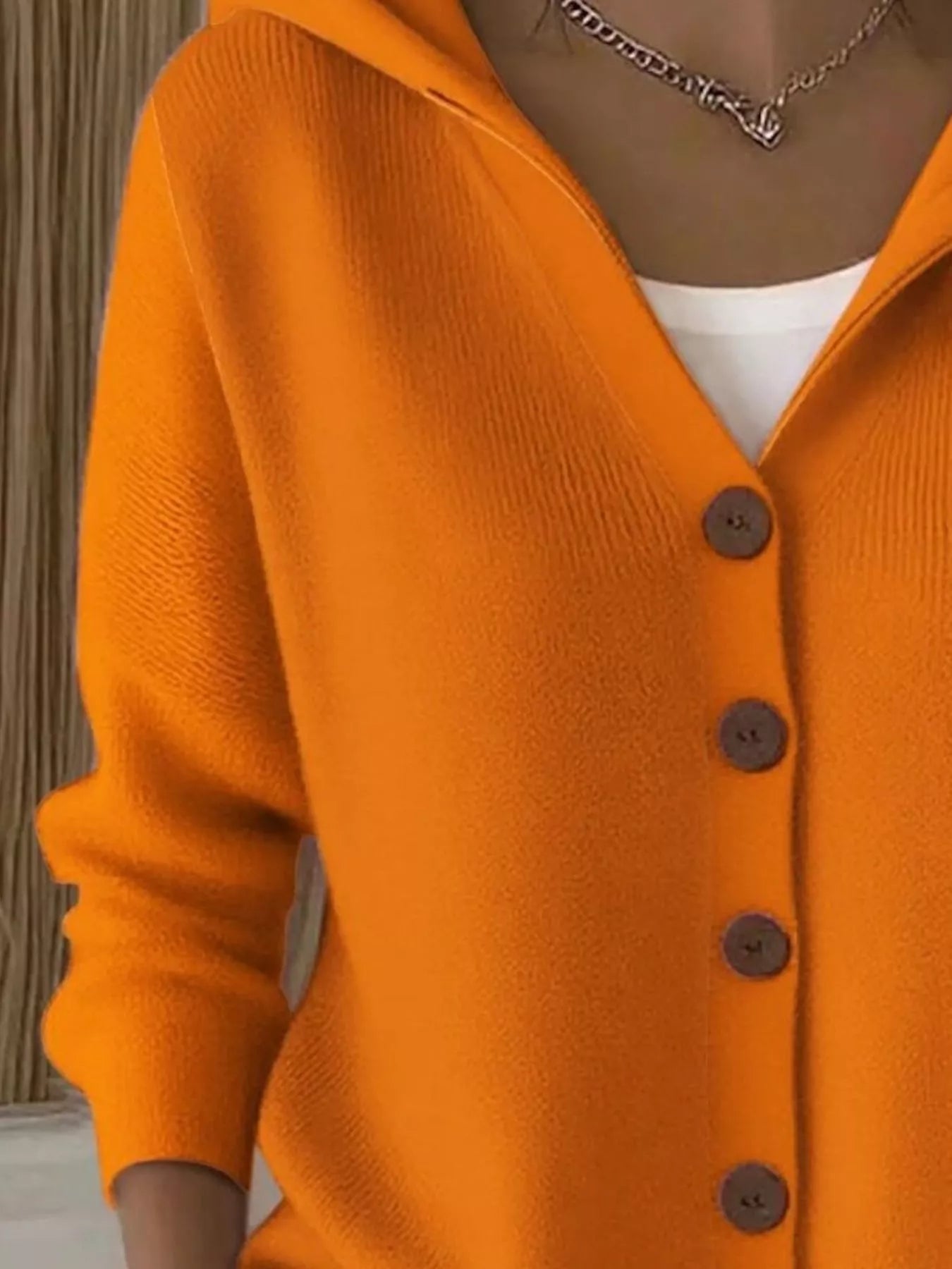 Full Size Hooded Button-Front Soft Knit Cardigan Plus Size 