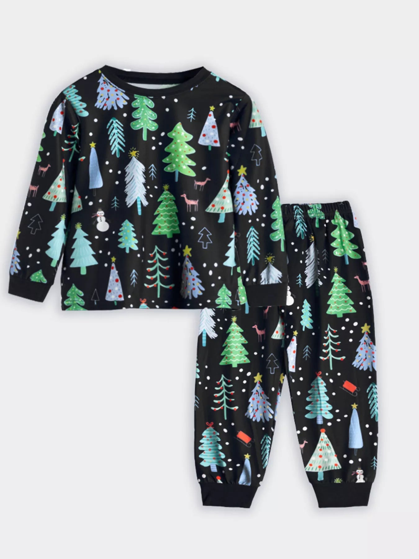 Children's Christmas Tree Print Pajama Set 
