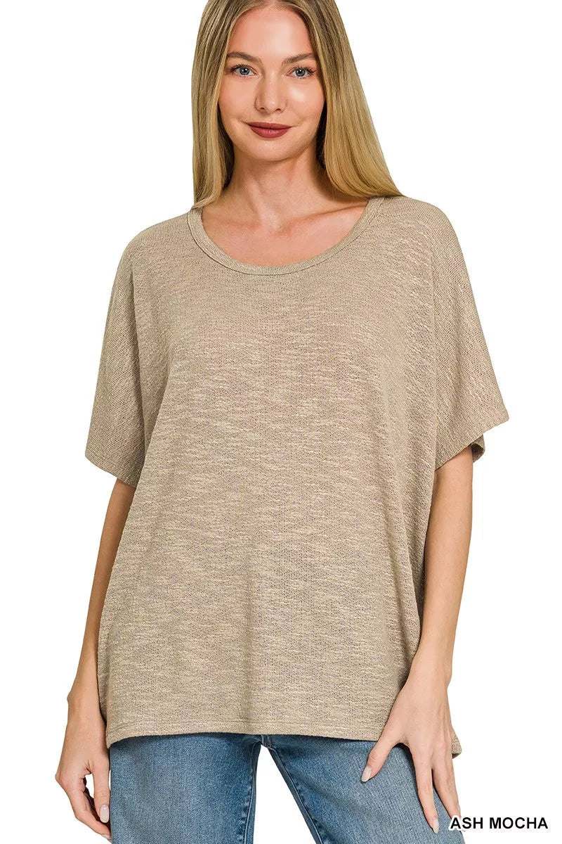 Zenana Oversized Slub Hacci Top 