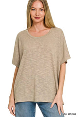 Zenana Oversized Slub Hacci Top 