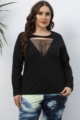 Plus Size Cutout Front Long Sleeve T-Shirt 