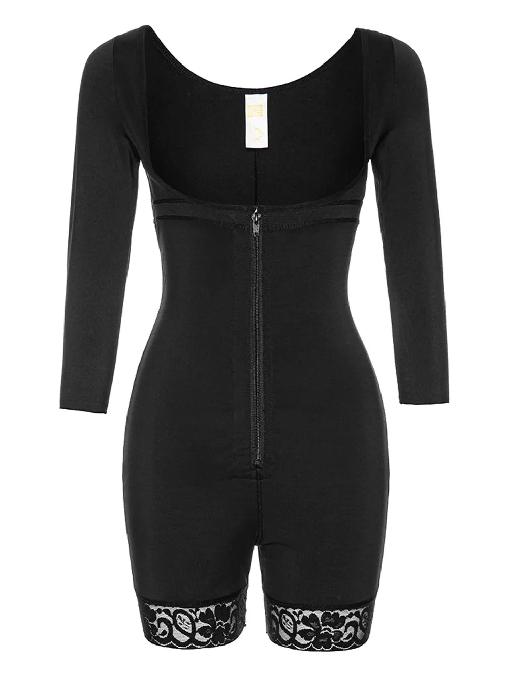 Full Size Zip Up Lace Detail Long Sleeve Shapewear 