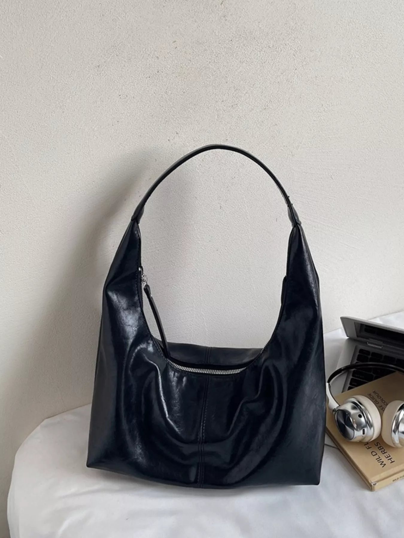 PU Leather Hobo Shoulder Bag 