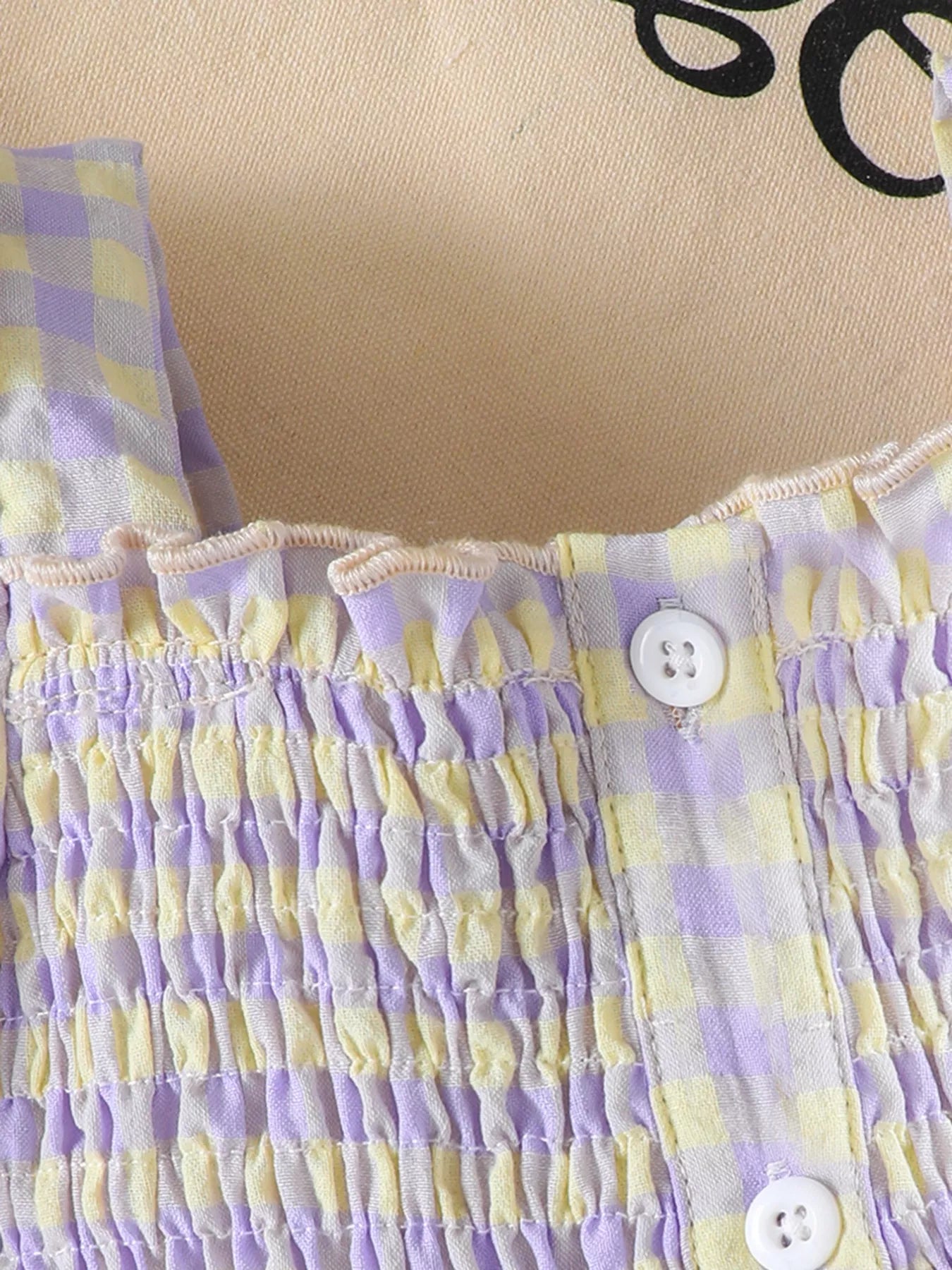 Children's Gingham Smocked Top and Bow Pants Set 
